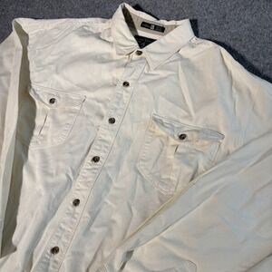 Royal Robbins Shirt Men's XL Beige Button Up Long Sleeve Outdoor Hiking Cotton